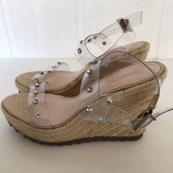 SCHUTZ ROPE WEDGES WITH CLEAR STRAPS SIZE 7.5 - Picture 3 of 15